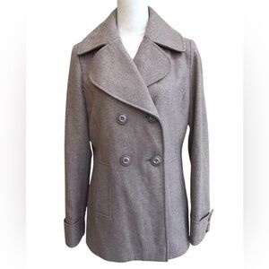 New York & Company Oatmeal Brown Wool Blend Coat